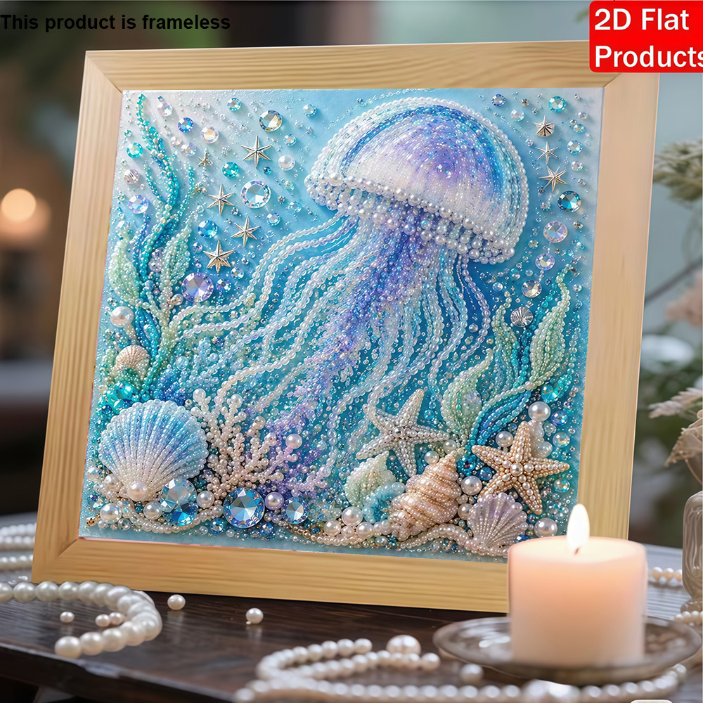 TEMU Kit de peinture perle 2D/à impression plate avec motif de rêveuses et monde sous-marin. Autocollant de perçage. Ce kit de peinture perle utilise