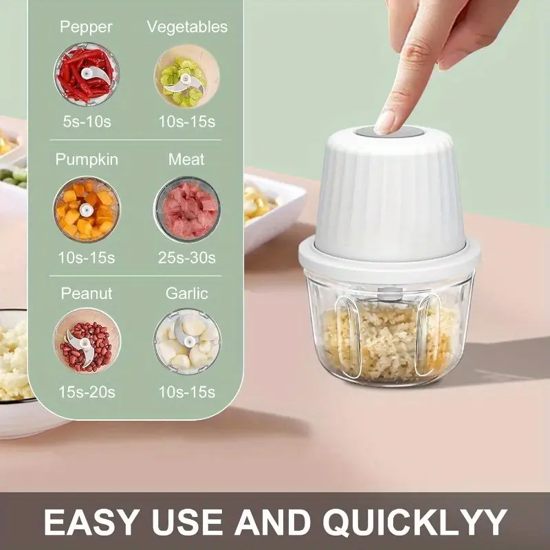 13.53oz electric garlic chopper garlic grinder mini vegetable chopper usb portable veggie chopper onion mincer food processor for ginger chili fruit meat, , quick chopping, sleek grinder, handheld device, chopper, sharp, onion slicer, home cooks, busy professionals Product details 7