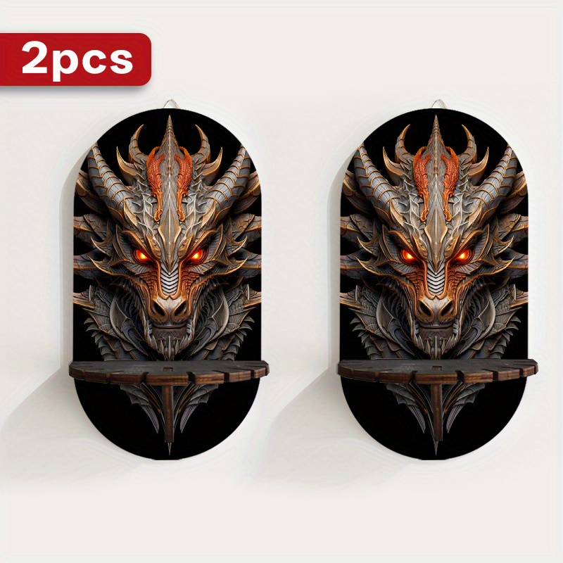 TEMU 2pcs Wall Shelves - Decor With Glowing Effects, Heavy-duty Artificial Wood Display Shelf For Living Room, Game Room, Office - Decoration For