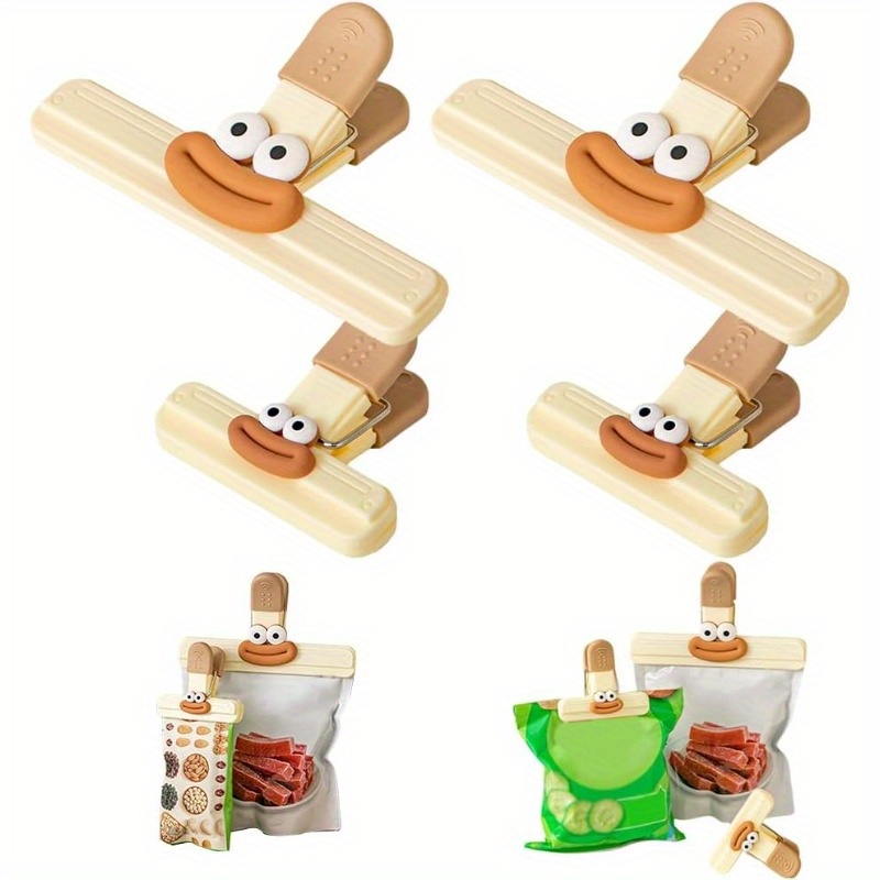 

4pcs Large & Small Food Bag Clips - Snack Bag Sealer, Preserving Plastic Clamps For Kitchen And Dining