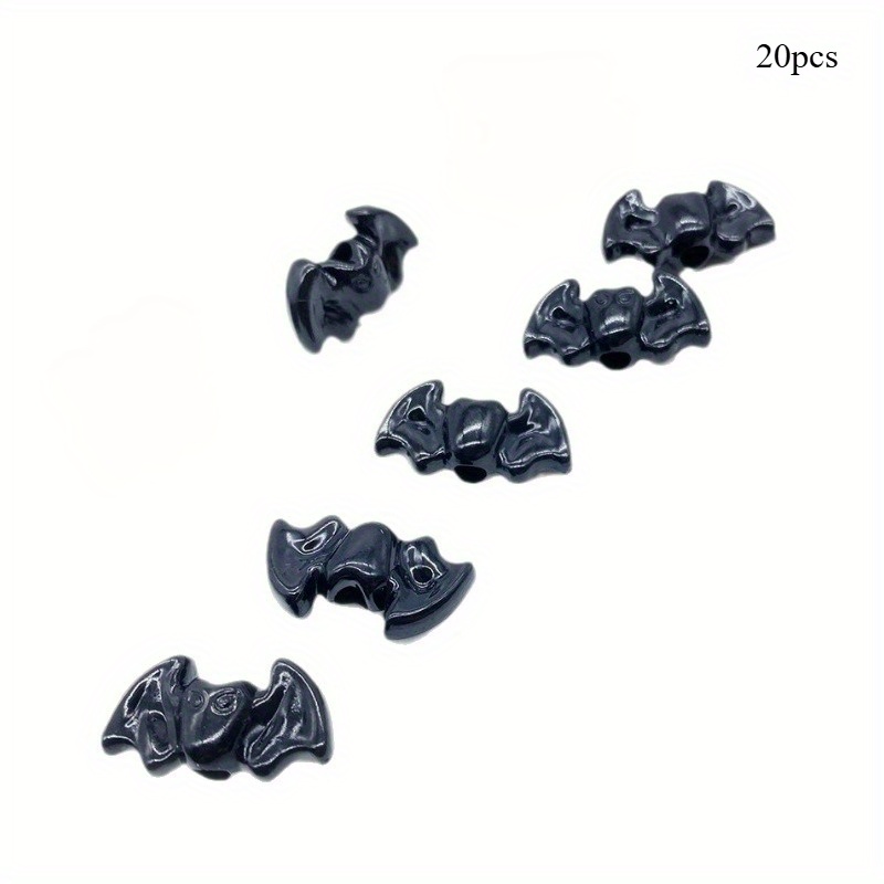 TEMU 20 stuks Vleermuisvormige Pony Kralen - Halloween Zwarte Glanzende Kralen voor Sieraden Maken, Ketting Armband Oorbellen Sleutelhanger