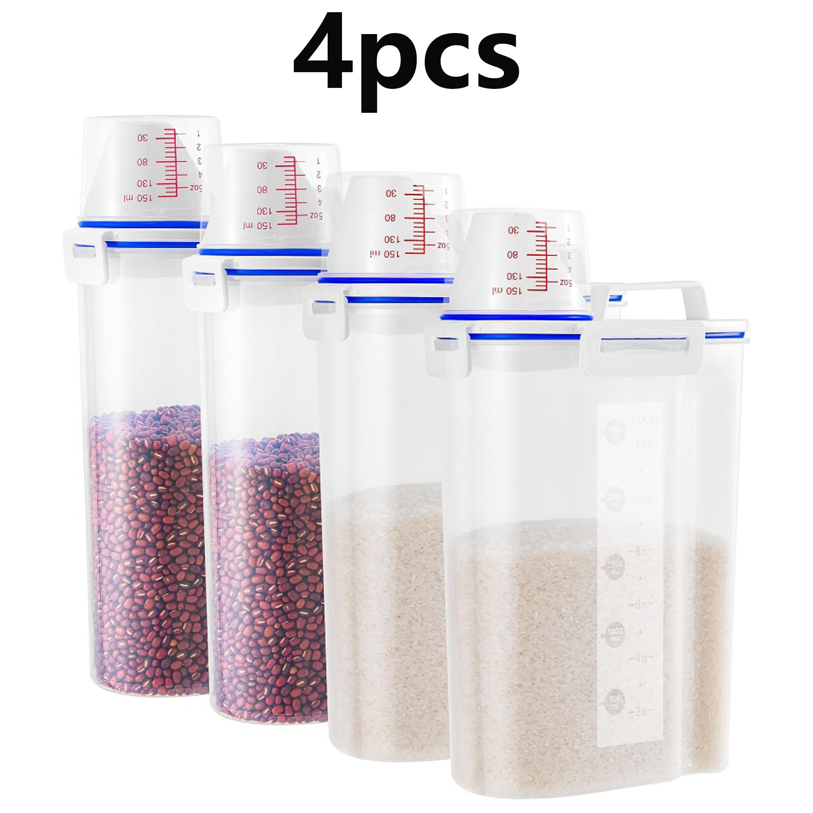 TEMU 4pcs Thickened Large-capacity Storage Container, Reusable Sealed Dry Food And Pasta Container, Multi-functional Container Rice Bucket With