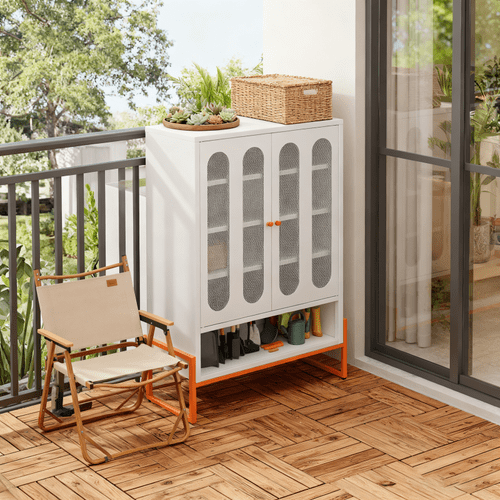 modern minimalist double door shoe cabinet with adjustable mesh doors robotic vacuum compatible storage space saving entryway hallway furniture high hollow cabinet assembly free installation compatible with most rv