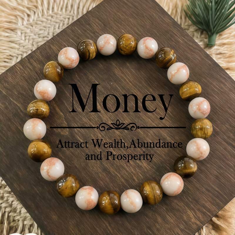 Natural Stone Bracelets Set, 9pcs Tiger's Eye & Jasper