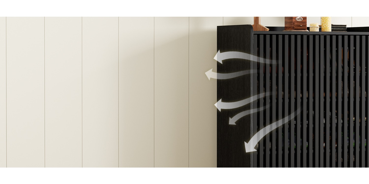 6-Tier Freestanding Shoe Storage Cabinet 13 Top Rail and Slatted Door Detail