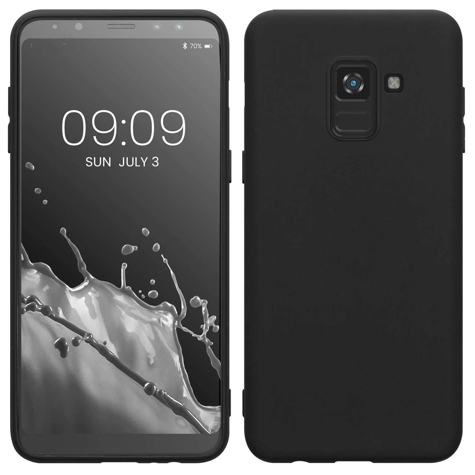TEMU Coque de téléphone - pour Samsung Galaxy A8 (2018) Coque Slim Antichoc Flexible Noire Mate Douce Silicone Protection Téléphone