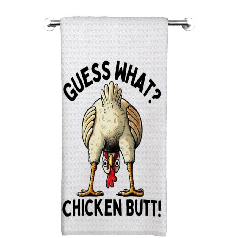 

Chicken Butt Kitchen Towel - Super Soft, Machine Washable Polyester Dish Cloth For Cooking & Baking, Perfect Farmhouse Decor, 18x26 Inches, Chicken Accessories