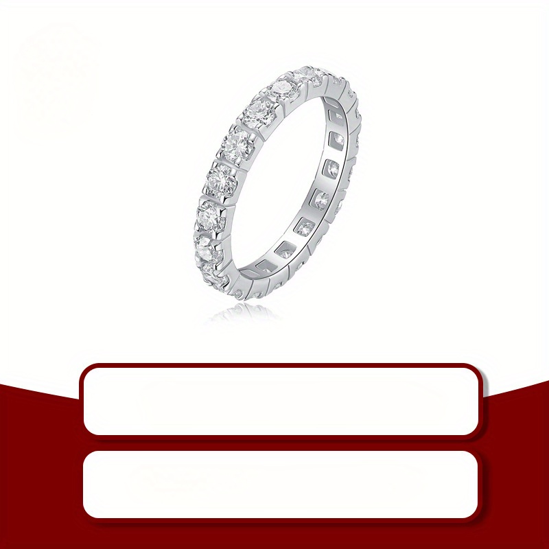 S925 Silver Ring with Moissanite Stone Women's Holiday Gift