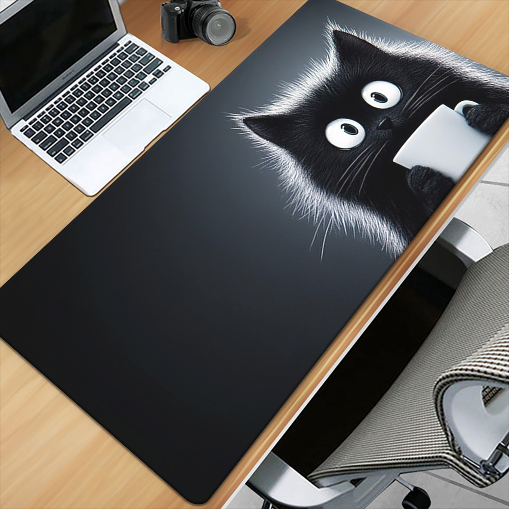 1pc, Adorable Black , High-definition Printed Desk Pad, Versatile Xxl Mouse Pad, Suitable For Gaming Keyboards And Office Computers, Perfect Gift For , Ideal For Adults
