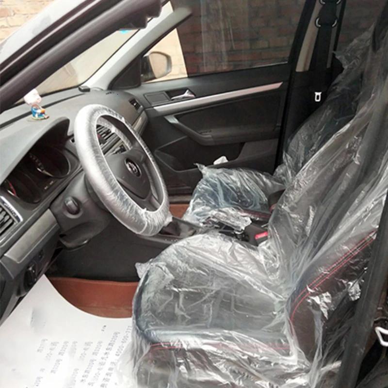 300 disposable car interior covers including 100 seat covers 100 steering wheel covers and 100 gear shift covers waterproof dustproof hygienic suitable for car maintenance detailing and service
