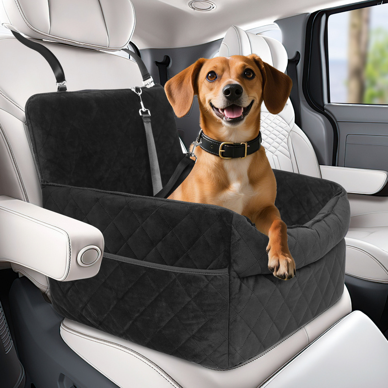 Dog Car Seat Black Portable 52x52cm for Travel Puppy Booster Seat Small to Medium Sized Dogs for Car  /110lb with Storage Pockets Front Seat Non Slip