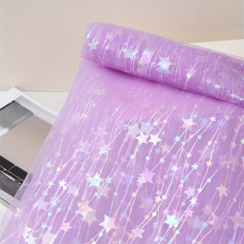 Image of 1pc Of Shimmering Printed Tulle Fabric, Measuring 19.68x59 Inches, Made From Polyester, Perfect For Sewing And Decorative Projects
