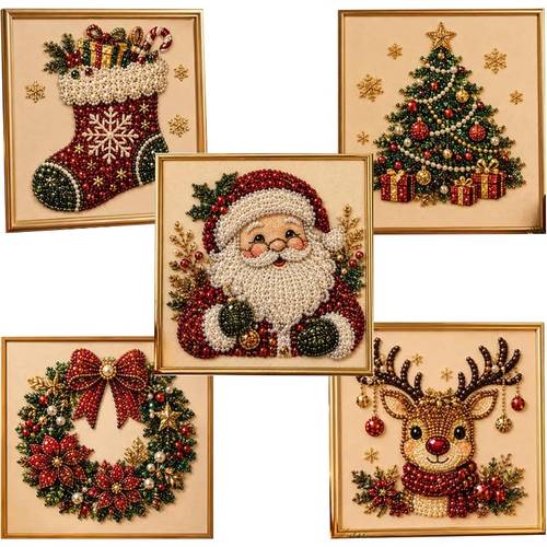 item picture ambiance 2d flat christmas pearl diamond painting kit cute 3d pearl diamond painting set suitable for and beginners christmas pearl painting kit home wall decoration santa claus theme frameless