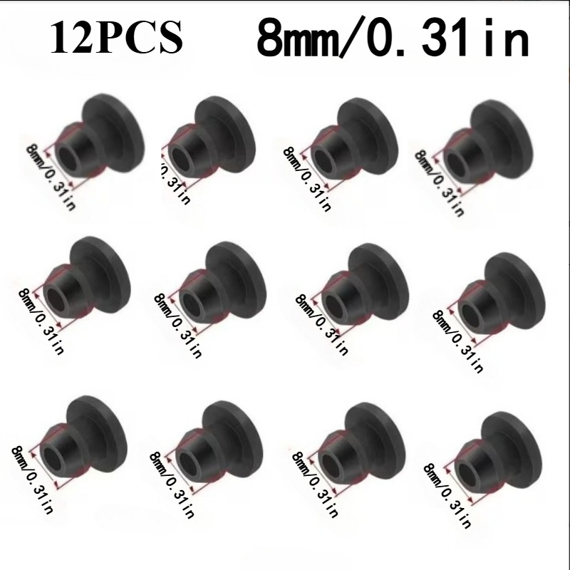 TEMU 12pcs Multifunctional Black Silicone Hole Plugs, Design, Good Elasticity, , Durable And Leak-proof, Suitable For Kitchen Industries