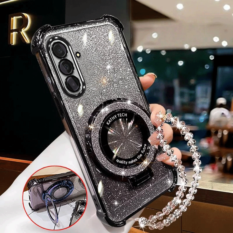 TEMU Phone Case - Case For Galaxy A26 5g Luxury Phone Case Plating Suction Magnetic Holder Full Coverage Anti Drop Shockproof Soft Case Glitter With