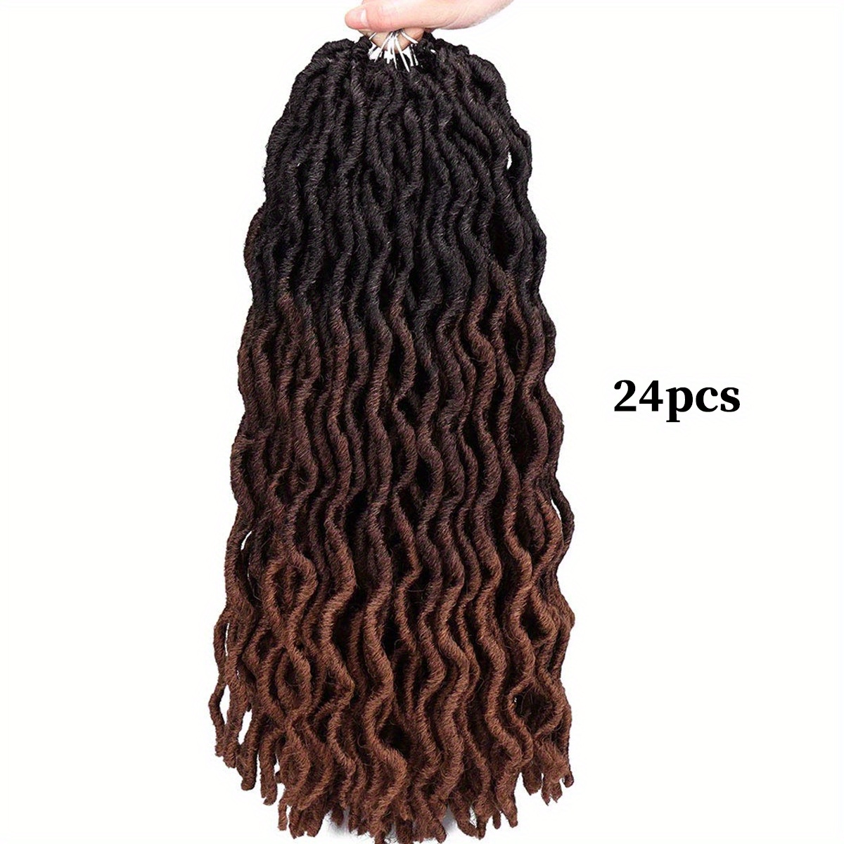 E-shop 24 Stück 18 Zoll Göttin Locs Crochet Haar Weiche Gypsy Locs Welle Crochet Zöpfe Dreadlocks Lockige Wellige Twist Flecht Haarverlängerungen