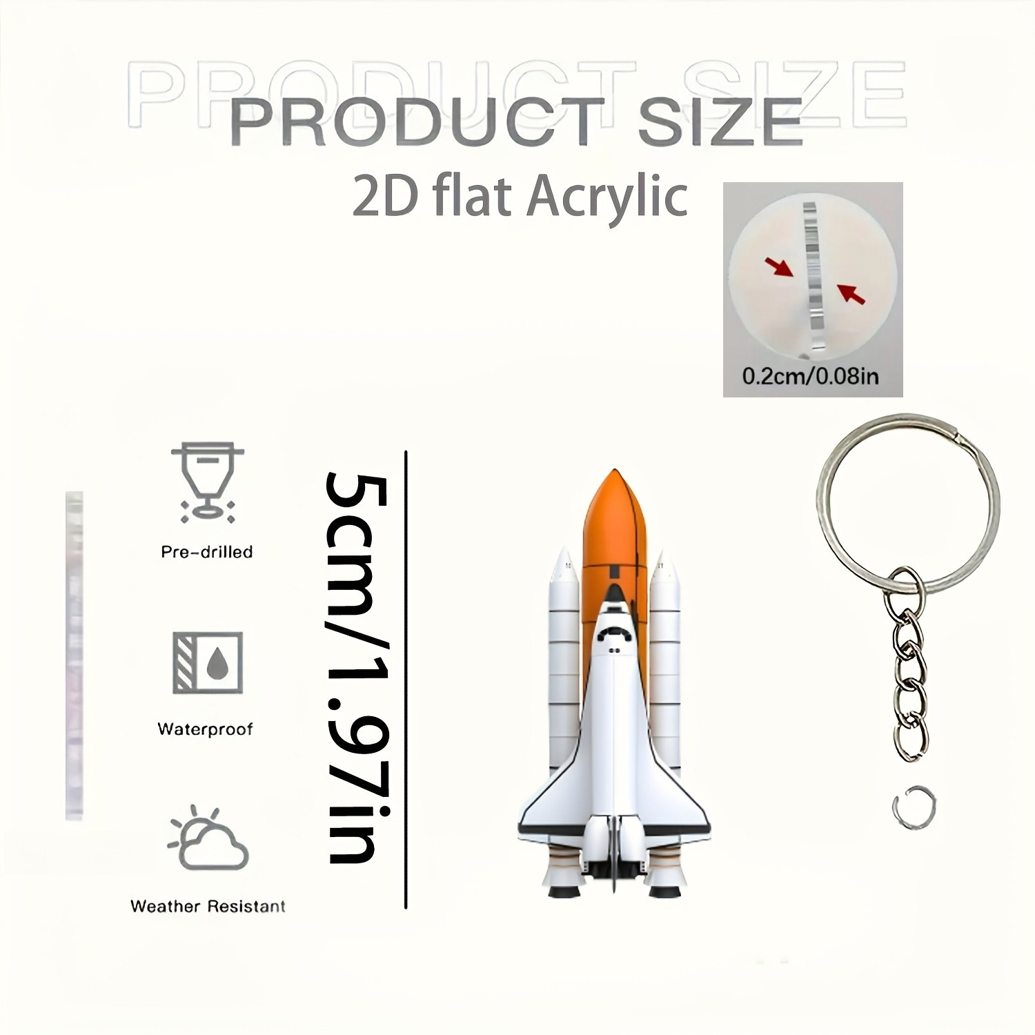 TEMU 2d Flat Acrylic Space Rocket, New Style Acrylic Ornament, Rearview Mirror Decoration, Creative Interior Accessory, Backpack Pendant, Keychain,