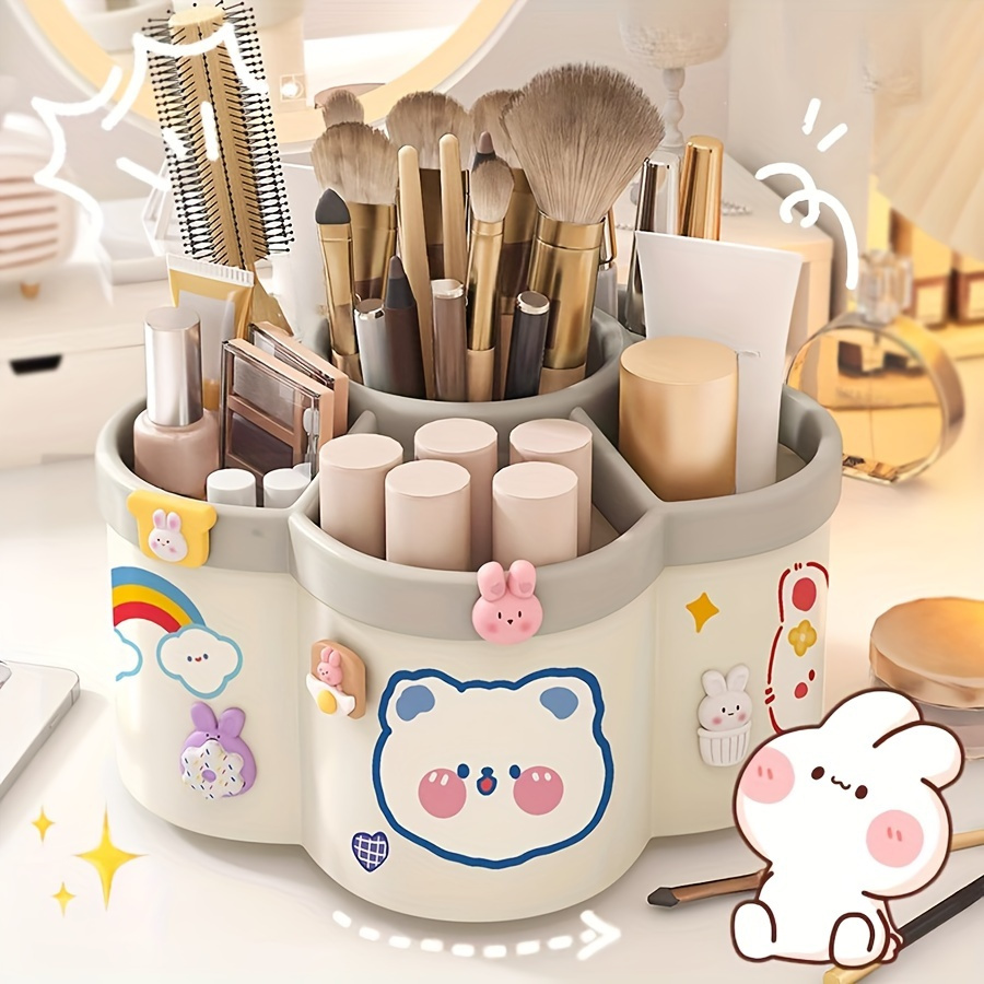 Rotating Desk Organizer - Multi-Compartment Storage Caddy for Stationery, Makeup Brushes, Lipsticks, Eyebrow Pencils - Durable PP Material, Fragrance-Free, Ideal for Dorms and Office Desk Organization, Desk Accessories Office, Desk Supplies Holders for Home