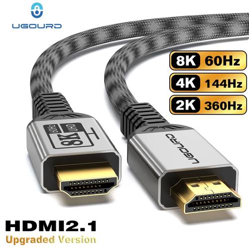 item picture hdtv 2 1 wire with copper conductor black gray gradient braided 48 support vrr hdr anti hdtv cable for game consoles gaming tv home audio visual system