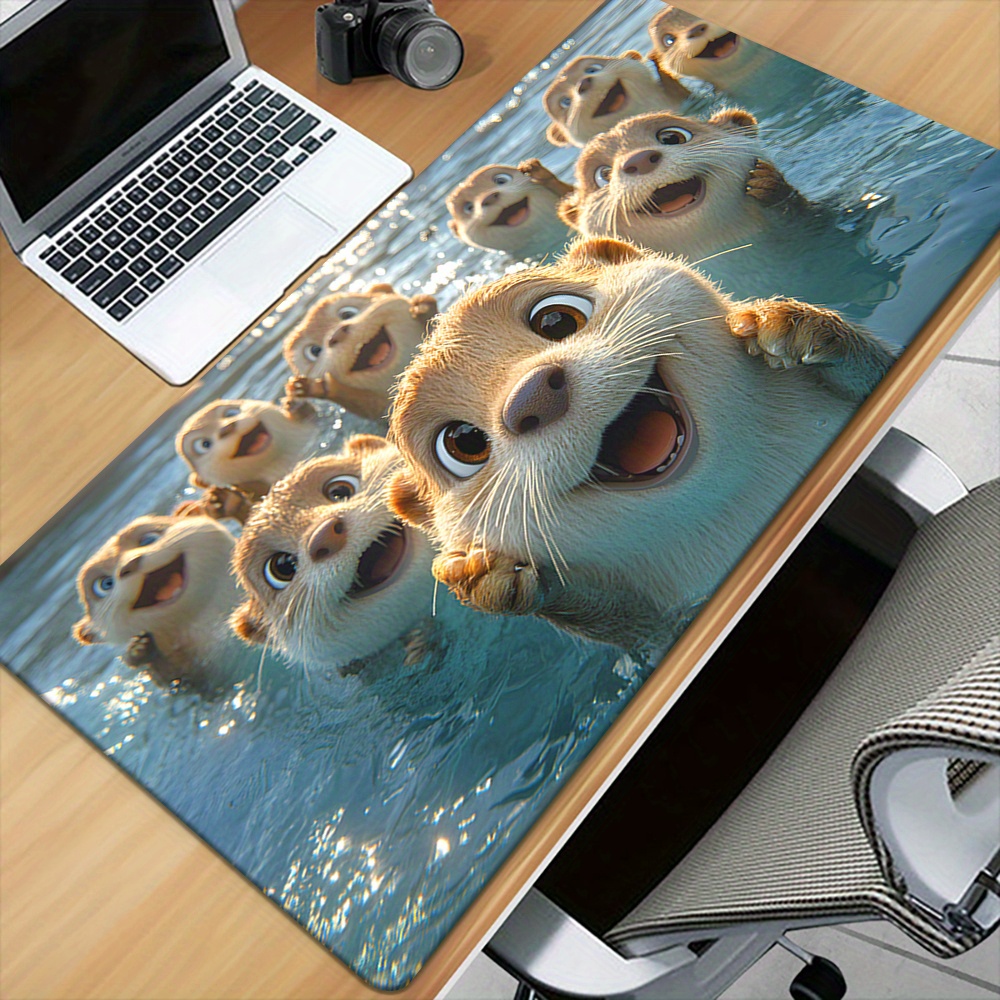 TEMU 1pc Cute Otter Patterns Hd Printed Pad For Desk, Multi Functional Xxl Mousepad, Keyboard Gaming Mouse Mats, Office Computer Desk Mat.gifts For
