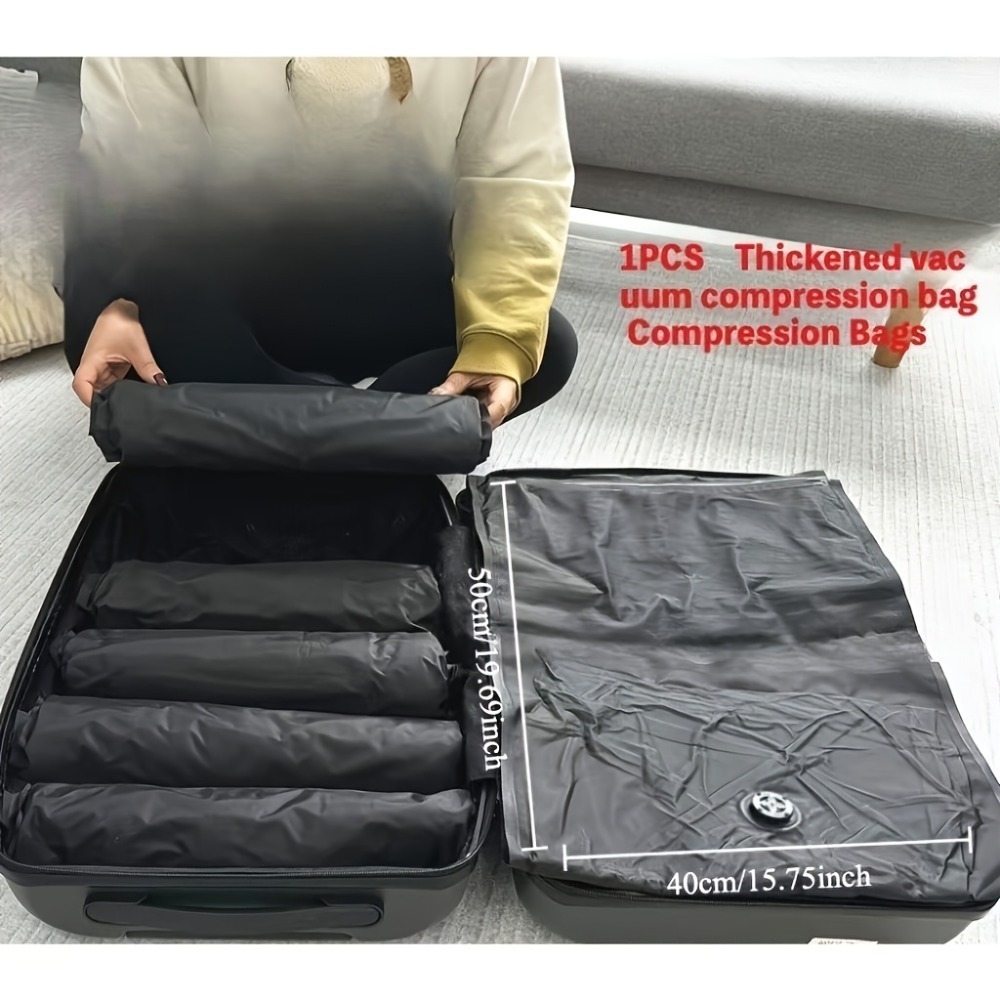 Image of Travel Vacuum Compression Bags, Reusable Space Storage Bags With Valve, No Pump Needed, 19.69 X 15.75 Inch, 50 X 40 Cm