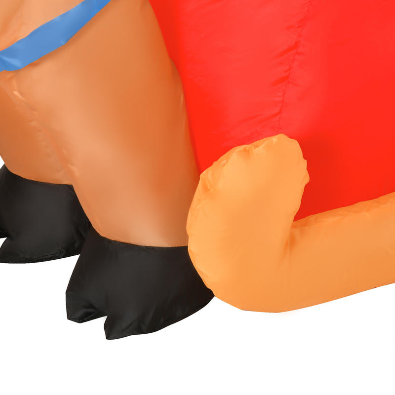 Opblaasbare Kerstslee met Kerstman & Rendier - Zelfstaande Buiten/Binnen Feestdecoratie, Geen Elektriciteit Nodig, Eenvoudige Installatie met Luchtpomp, Duurzaam Opblaasbaar Materiaal voor Gazon, Tuin, Binnenplaats - Feestelijke Rode & Gouden Slee met Sneeuwpop