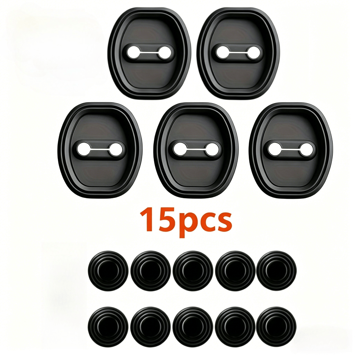 TEMU 5pcs Car Door Lock Protector Cover With 10pcs Shock Absorber Pad Anti Collision Cushion Sticker Universal Vehicle Door Latch Protection Noise