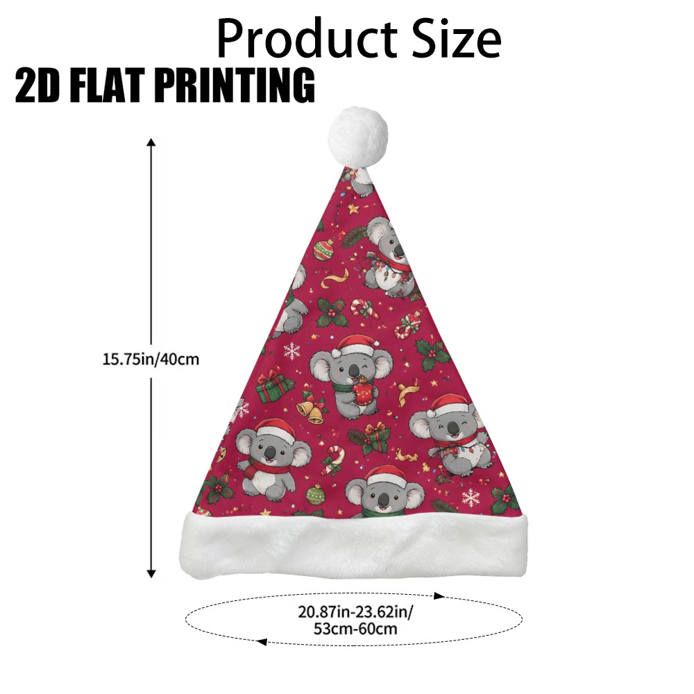 TEMU 1pc 1pcs Unisex Koala & Gifts Christmas Hat - Koala-themed Party Headwear With Koala & Gift Box, Suitable For Xmas, New Year's Eve, Winter