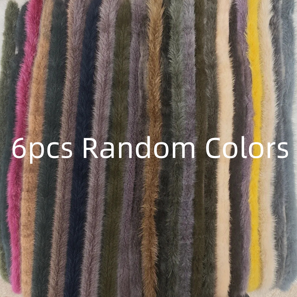 TEMU Lot de 6 bandes de garniture en fausse fourrure de multicolore de 160 cm/62,99 pouces, ruban en peluche douce et duveteuse, couleur aléatoire,