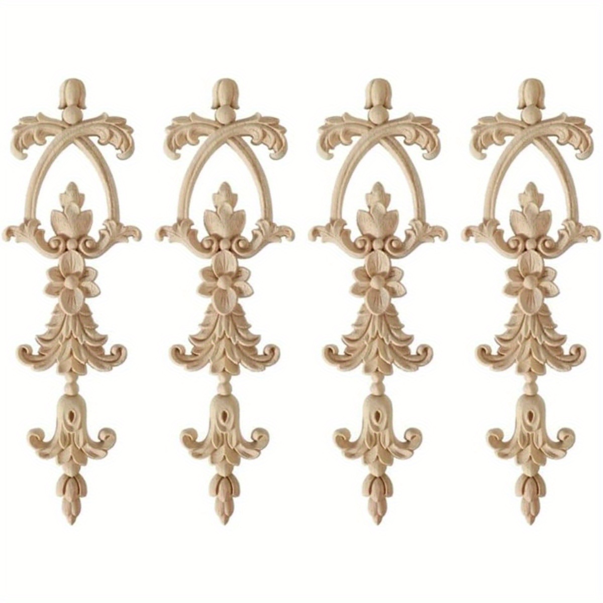 Onlay In Legno Intagliato – Applique Ovale Non Verniciata 21x15 Cm – Decorazione Fai-da-te Per Mobili, Pareti E Porte - 3