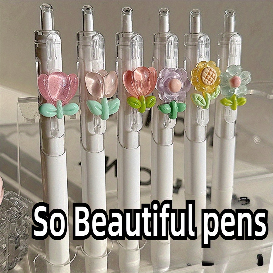 

5pcs/set Cute Floral Pattern Gel Pens, Pen, High-value , Quick-drying Ink, Smooth Writing, Pack Suitable For Ladies//office Use