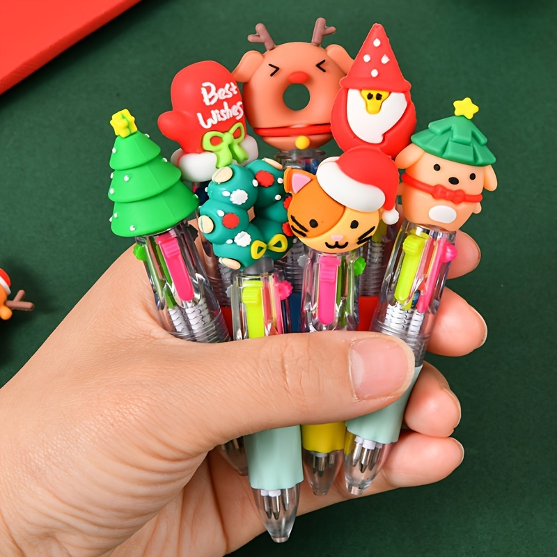 32pcs/24pcs/16pcs/8pcs 8/16/24/32pcs Christmas Mini Fun Ballpoint Pens, Whimsical Vibrant Design, Soft Silicone Grip, Ergonomic Design, Suitable for Office and Holiday Gifts, Christmas, Halloween, New Year, Back-to-School Season, Chinese New Year