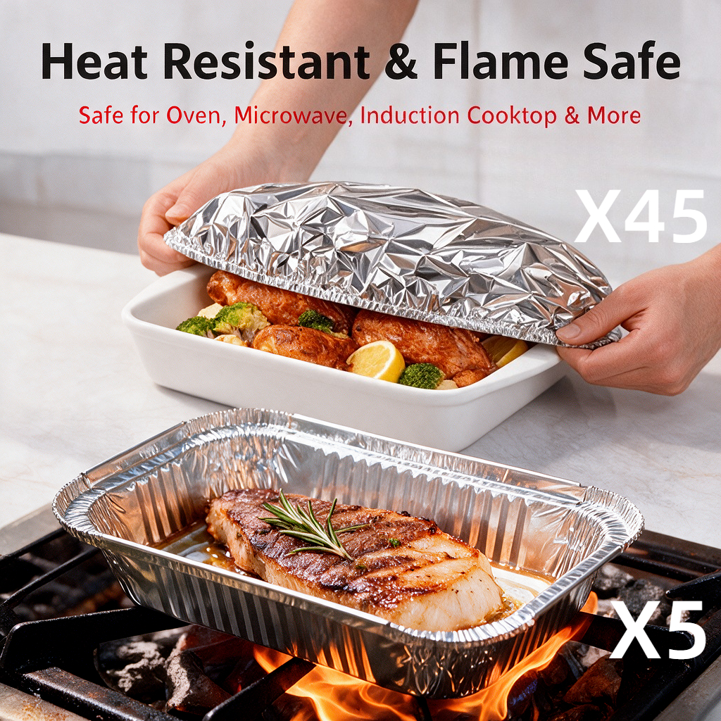 Image of 50 Reusable Large Aluminum Foil Food Covers, Heat-resistant Adjustable Covers, Smooth Surfaces For 8-12.5-inch Cutlery And Kitchen Storage