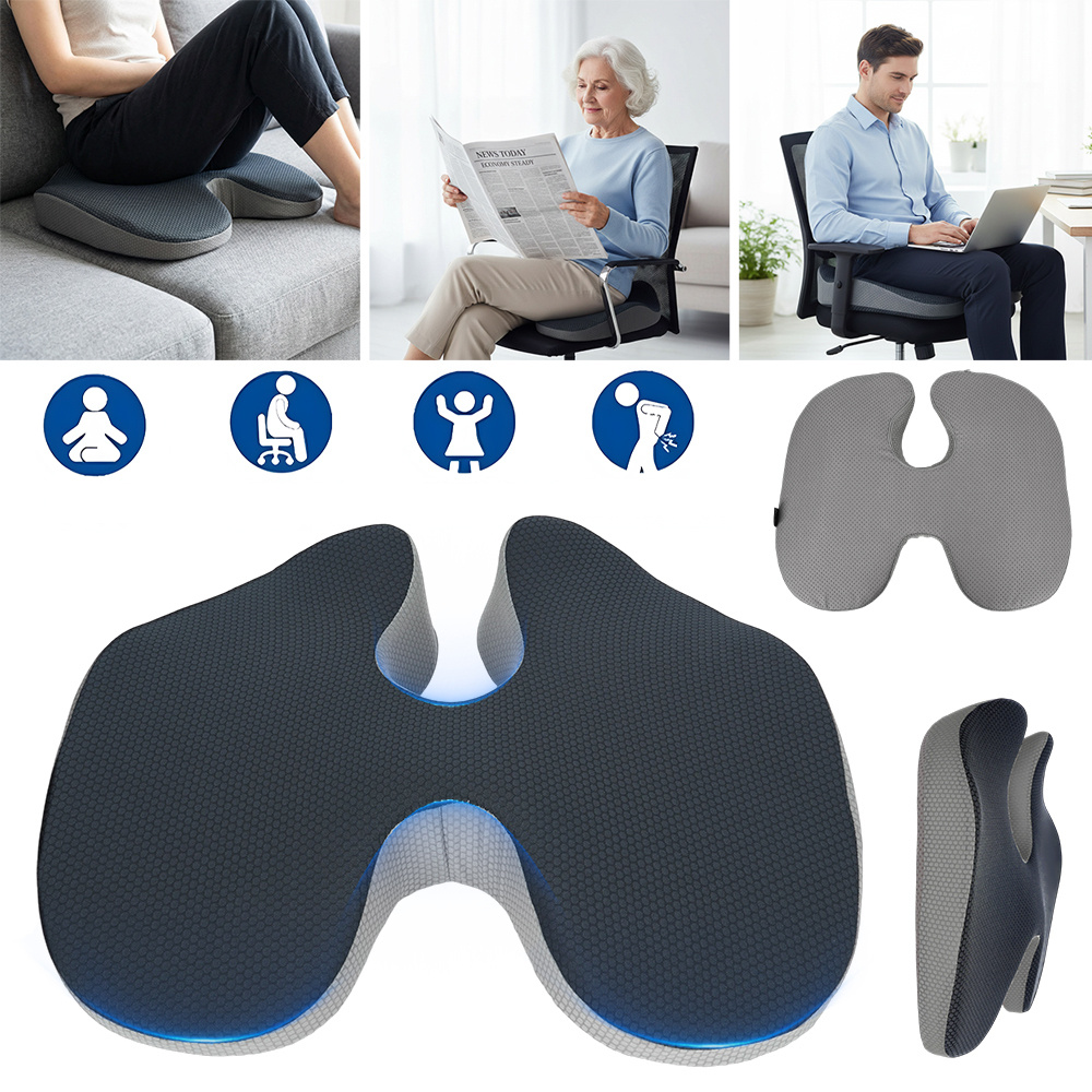Image of Memory Foam Wedge Cushion Designed For High-density Support, Suitable For Car Seats And Office Chairs, Ideal For Home, Travel, And Long Drives
