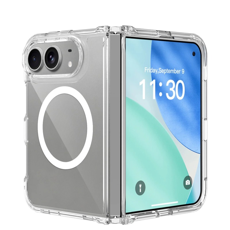 TEMU Phone Case - Luxury Transparent Magnetic Case For Iphone 18 Fold 18 Ultra For Magsafe Clear Acrylic Shockproof Fold Cover