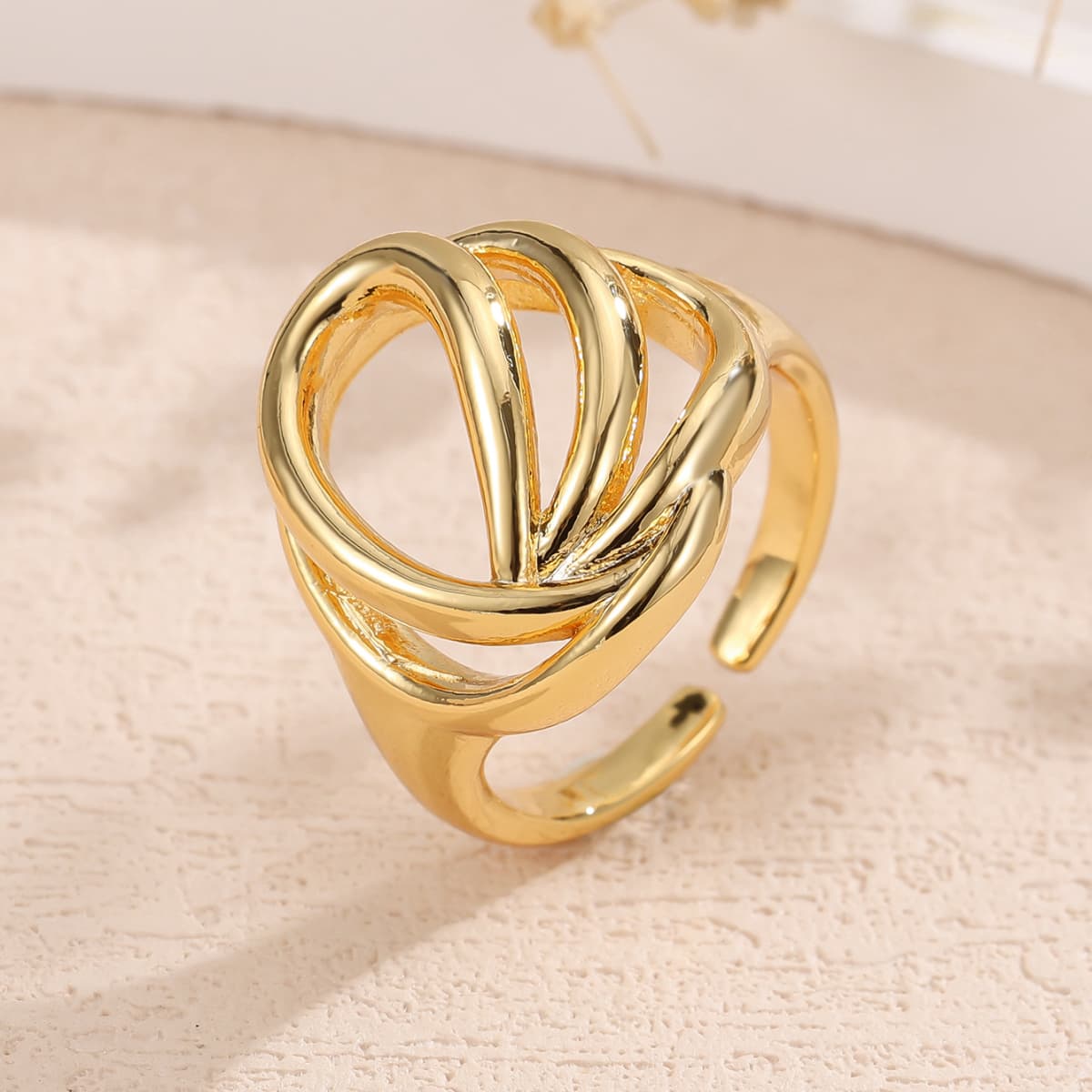Unisex Copper Exquisitely Intertwined Adjustable Open Ring