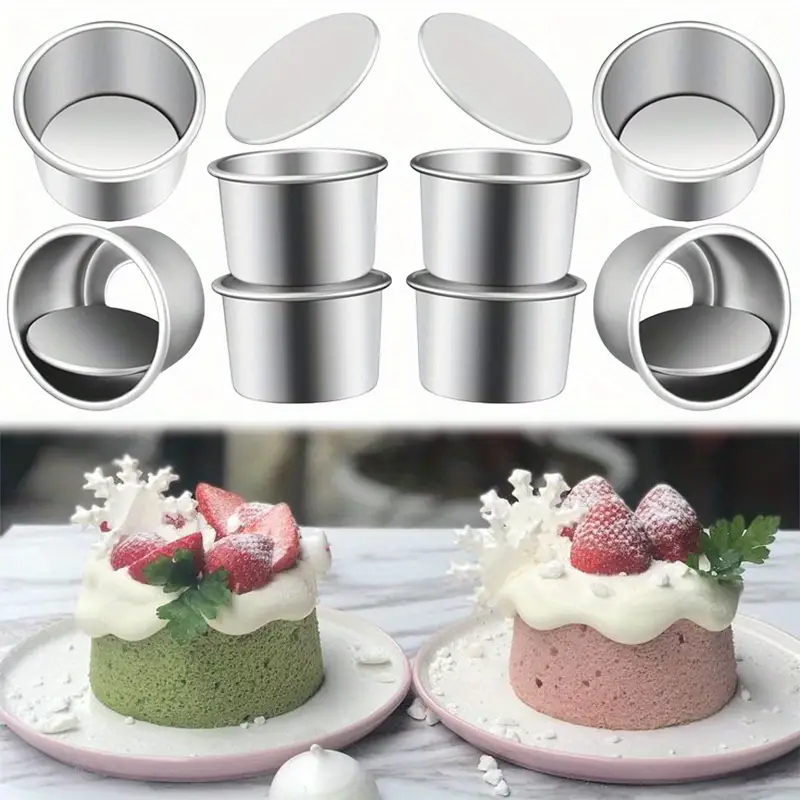 mini round cake pans removable base non stick aluminum easy Temu