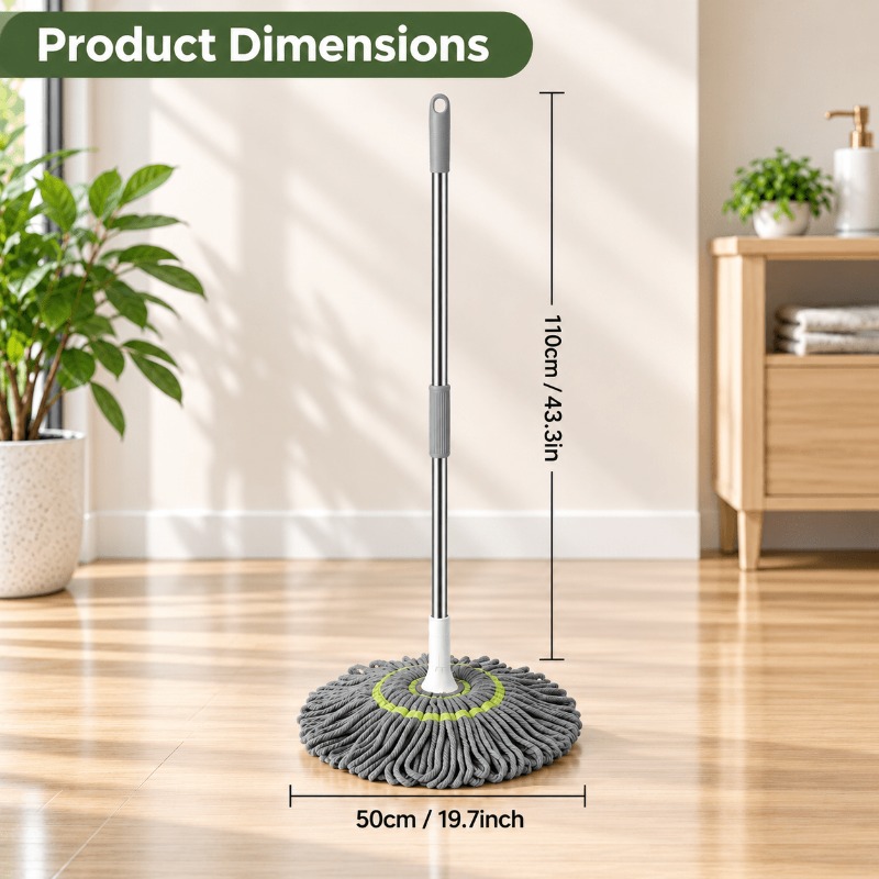3pcs Set [Hand-Free Rotating Microfiber Mop X1 And Hook X2] with... product image 3