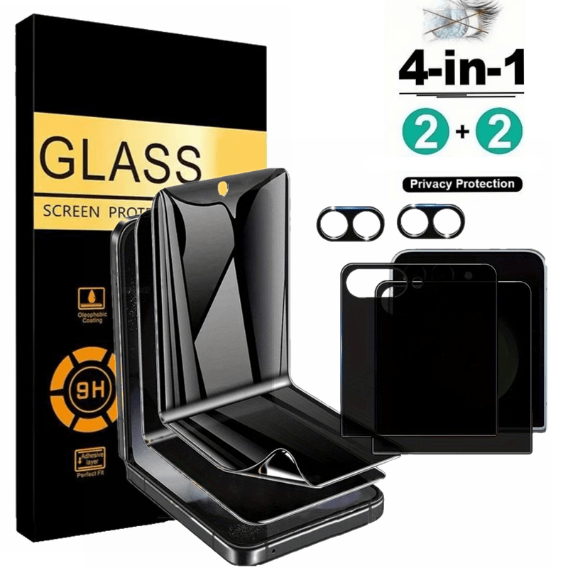 TEMU 2-pack Privacy Tempered Glass Front Screen Protector   2-pack Soft Tpu Clear Protector   2-pack Camera Lens Protector, Anti-spy, Compatible With