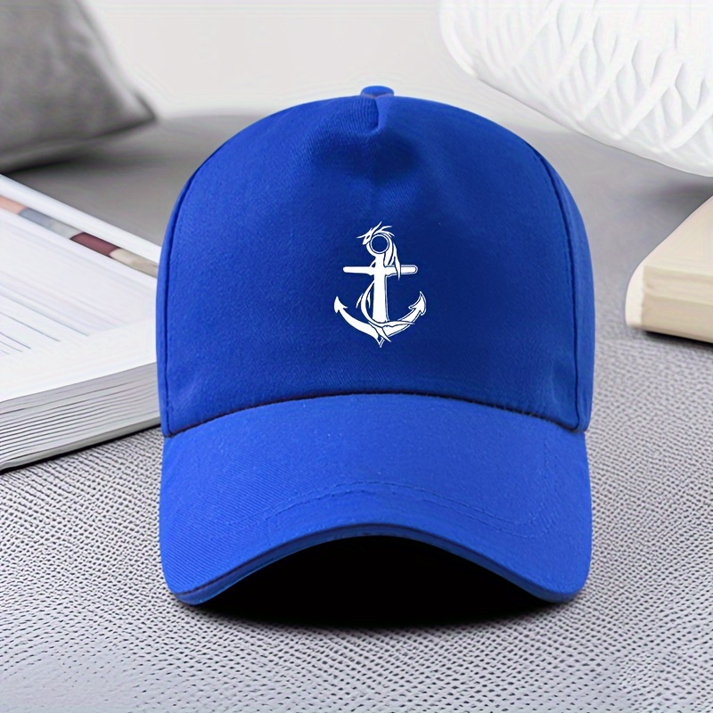 TEMU Unisex Baseball Cap With A Geometric Anchor Design, Perfect For Casual Sports