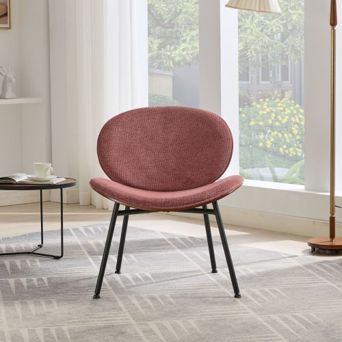 Mid-Century Modern Shell Chair - Single Side Accent Lounge Chair with Wide Walnut Wood Finish Shell & PU, Curved Wide Suitable for /Outdoor Use - Easy-Clean Cover, Assembly Required (for,, Bedroom)