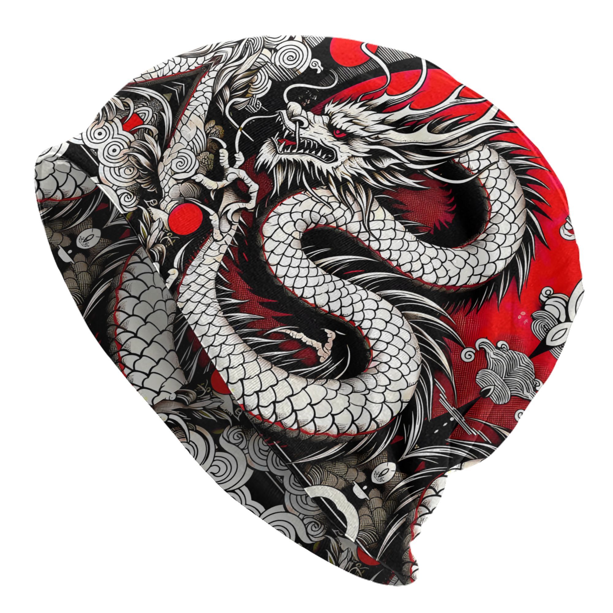 TEMU Bonnet Skullies avec Crâne de Dragon - Ajustement Extensible, Chapeau Sportif Décontracté Adapté aux Fêtes, Tenue Décontractée & Activités Air