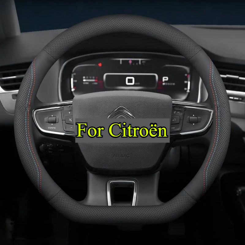 TEMU Suitable For Faux Leather Steering Wheel Cover With - Anti-slip, Breathable, , Thick And Durable, Sports - Faux Leather Faux Leather Steering