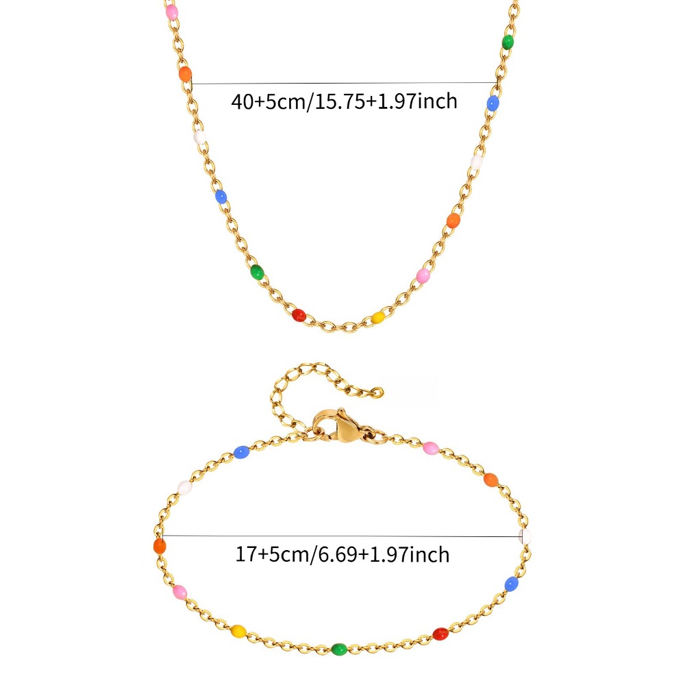 2pc Colorful Beaded Necklace and Bracelet Set