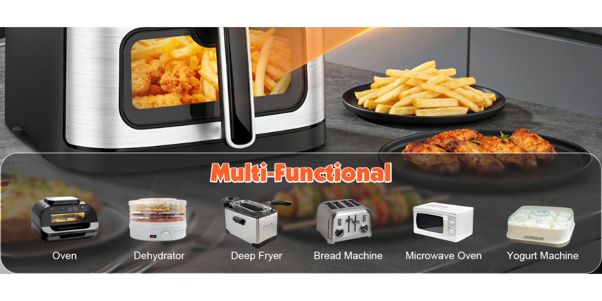 Ultimate 8.5QT Large Air Fryer – 1700W Visible Window Cooker 4 8.5QT Large Air Fryer with Visible Window, 1700W High Power Single Basket Airfryer, Digital Touchscreen with 8 Presets, Clear View Nonstick Basket, Auto Shut-off & Dishwasher Safe, XL Capacity for Family Size