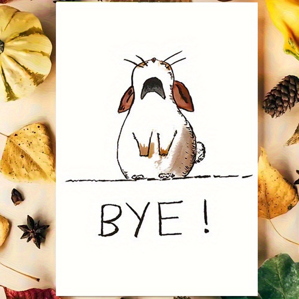 1pc Funny Humorous Goat-Themed Farewell Card with Envelope, 4.33inch x  6.3inch - The design of a rabbit pattern with its head raised, \u0026*;Bye!\u0026*; *  Goodbye Greeting for Friends, Family, Colleagues - ..., image size:1000x1000