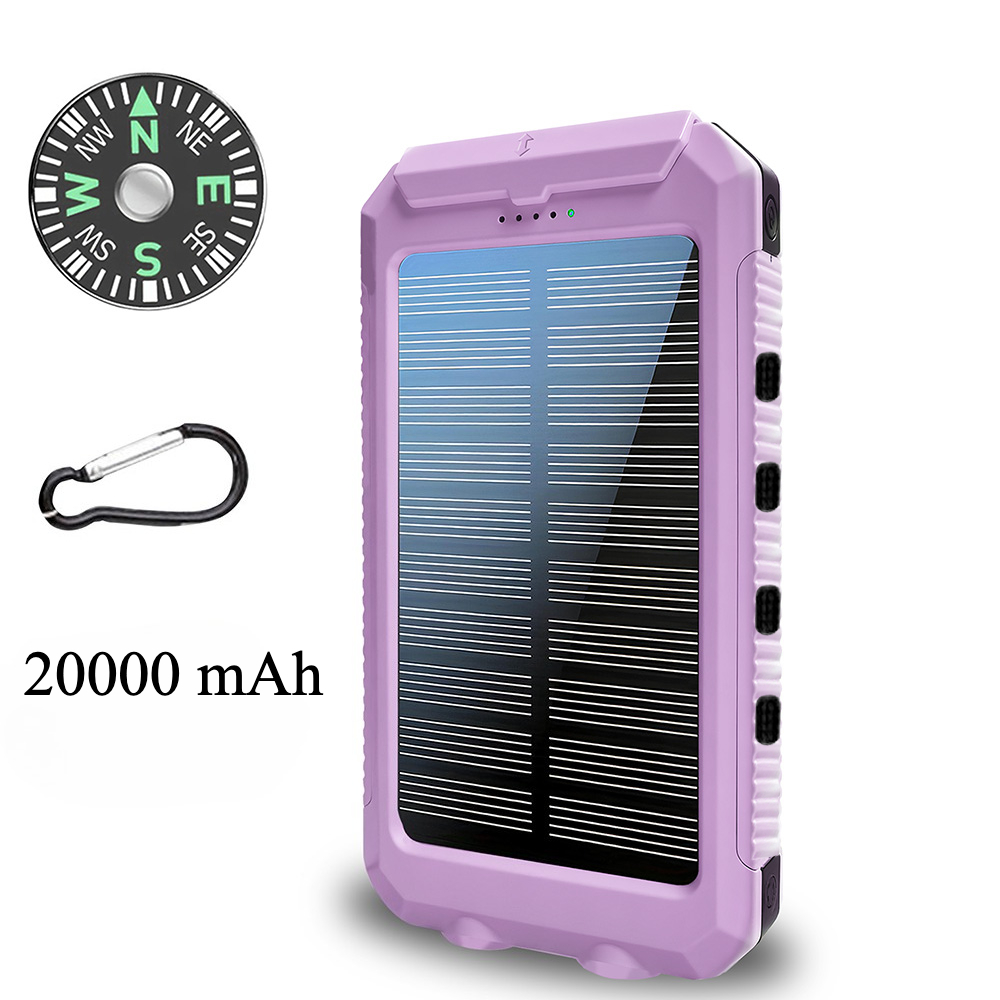 TEMU A Portable Solar Power Bank With A Capacity Of 20000mah, Featuring An Led Flashlight And Dual 5v Usb Output Ports, Designed For Charging Cell