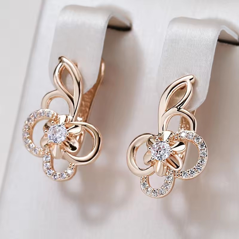 Image of Vintage Golden Color White Drop Earrings Wedding Jewelry Accessories For Pretend Play