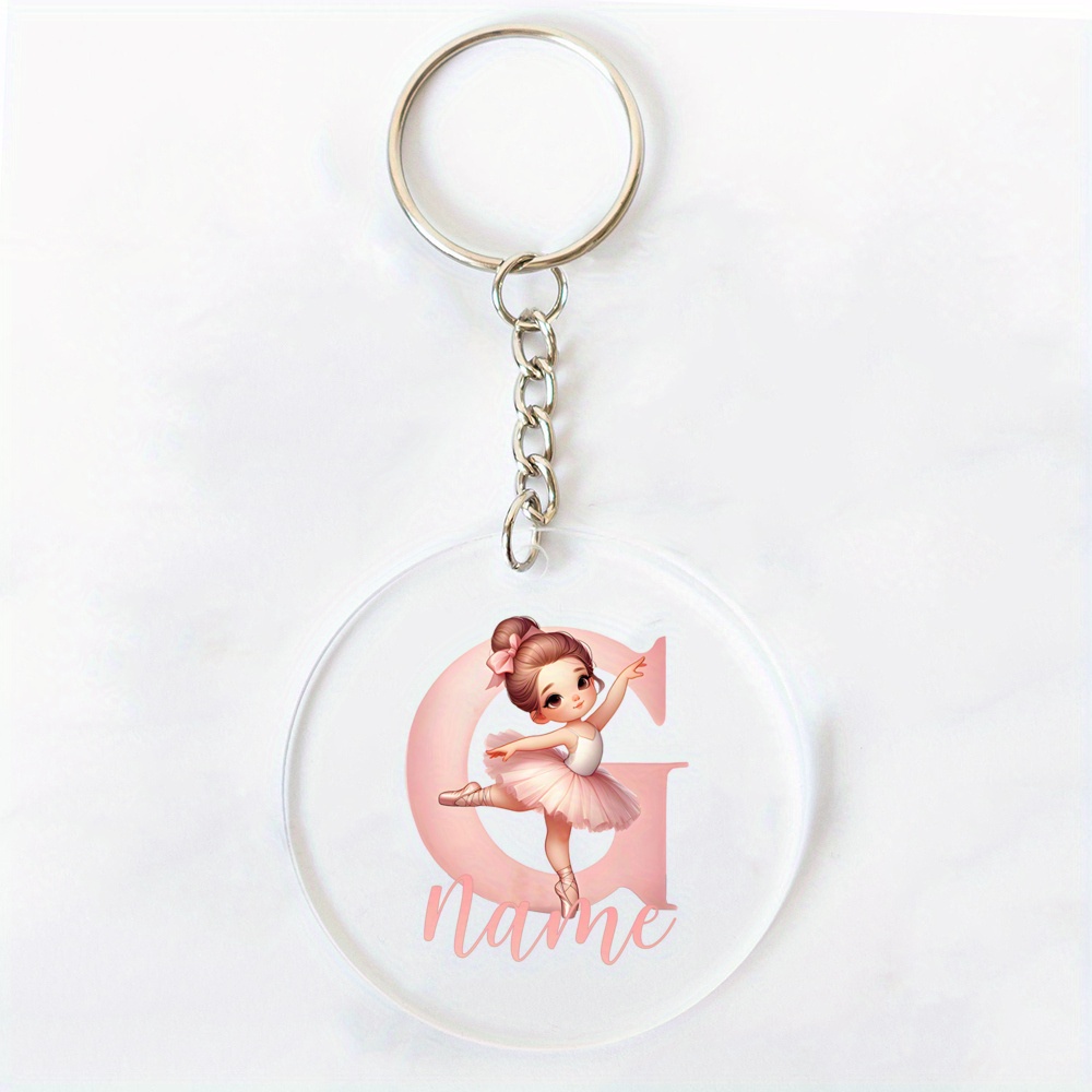 TEMU Portachiavi personalizzato 1 pz con motivo BALLERINA DI BALLETTO, accessorio portachiavi con personalizzato con rosa, ciondolo per borsa o