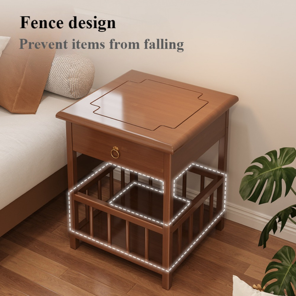 wooden nightstand with 1 drawer small dresser for bedroom bedside table with drawers end table furniture metal and wood top closet organizer college dorm decor details 3